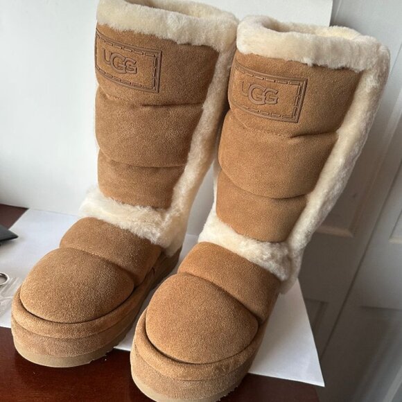 NEW $280 UGG CLASSIC CHILLAPEAK TALL CHESTNUT SUEDE WOMEN'S BOOTS SIZE 7 - Picture 1 of 6